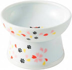 Necoichi Ceramic Elevated Cat Food Bowl (Sakura, Regular Flat)
