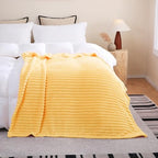 Light Yellow Fleece Throw Blanket 50”×60” for Couch Sofa Livingroom - Image 4