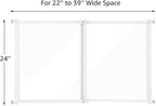 beeNbkks Clear Ferret Gate, Step Over Short Dog Barrier | 24" Tall Transparent Acrylic, Fits 22"-39" Wide Openings, No Drilling Pressure Mounted, Safely Blocks Ferrets & Small Dogs