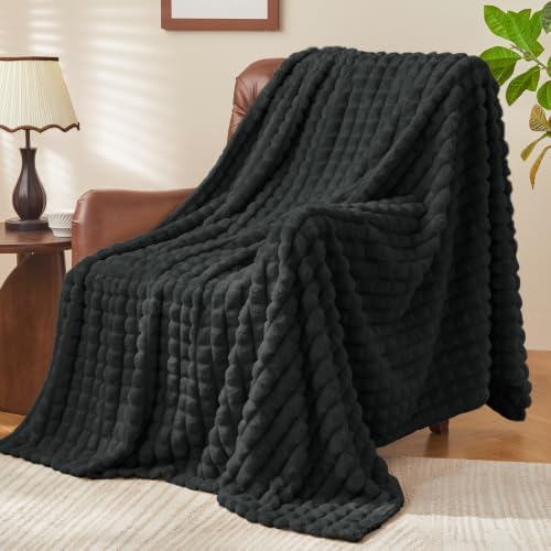 BEDELITE Charcoal Grey Checked Fleece Throw Blanket for Couch, 50x60 Inches by BEDELITE