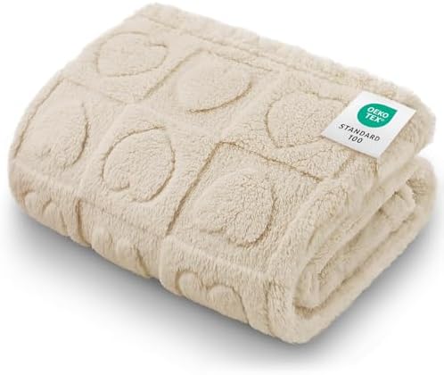 Luciphia Small Dog Blanket Washable Pet Bed Cover Soft Fluffy Puppy Blanket with Premium Fleece 300GSM Cozy Calming Cat Blankets for Indoor Cats Beige 57x40 inch by luciphia