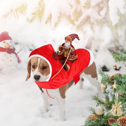 BWOGUE Santa Dog Costume, Dog Christmas Outfit, Santa Riding Clothes,Size S - Image 2