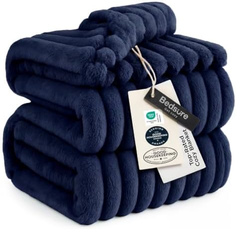 Bedsure Soft King Size Blankets for Bed Navy Blue 108"x90" by BEDSURE