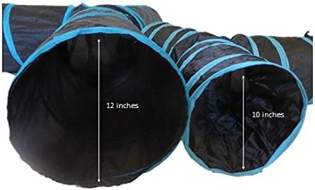 Premium 3 Way Cat Tunnel. Extra Large 12 Inch Diameter and Extra Long. A Big Collapsible Play Toy. Wide Pet Tunnel Tube for Other Pets Too! (3 Way Two Pack + Teaser Wand!)