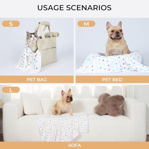 Luciphia 1 Pack 3 Blankets Super Soft Cute Dot Pattern Pet Blanket Flannel Throw for Dog Puppy Cat Medium(30x20), Brown - Image 2