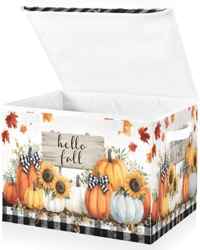 Bolaz Storage Bins with Lids and Handles,Pumpkin Storage Box Basket with Cover Collapsible Organizer Containers for Home Closet, Shelves by Unknown