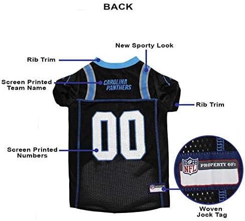 Pets First NFL Carolina Panthers Dog Jersey, Size X-Large, Football Shirt Costume for Pet, Dog Sports T-Shirt, NFL Team Clothing for Cats, Licensed Pet Apparel Available in 7 Sizes and 32 Teams