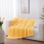 Light Yellow Fleece Throw Blanket 60”×80” for Couch Sofa Livingroom - Image 2