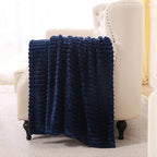 Navy Blue Fleece Throw Blanket 50”×60” for Couch Sofa Livingroom - Image 2
