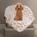 Stuffed Small Beige Premium Soft Dog Blanket, with Flannel Beige Cute Paw Print, 24 * 32 inches, Cat Blanket Puppy Supplies Poodle‌ Dog Products Stuff Essentials by STUFFED