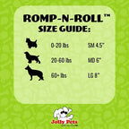 Jolly Pets Romp-n-Roll Rope and Ball Dog Toy, 8 Inches/Large, Blueberry, All Breed Sizes