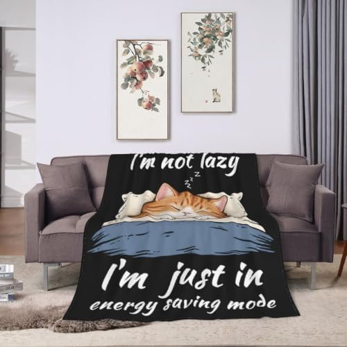Sleepy Orange Cat Blanket Throw Gift for Girls Women 80"X60" - Image 3