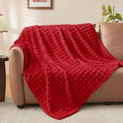 BEDELITE Red Fleece Twin Blanket for Couch Dorm Room Decor, 60x80 Inch - Image 2