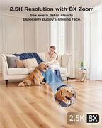 VIMTAG 2.5K 4MP Pan/Tilt Indoor Camera for Pet/Dog/Cat/Baby/Nanny/Home Security with Phone APP, Motion Tracking, Night Vision, 2-Way Audio, AI Detection, 5G/2.4GHz WiFi, Cloud & SD Card, Works w/Alexa