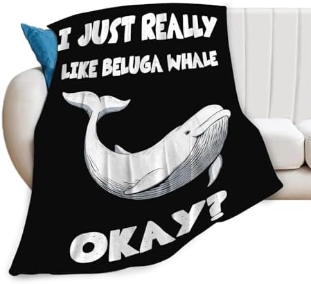 Beluga Whale Blanket for Girls Women Boys Men Adults Kids Soft Cozy Fleece Ocean White Whale Throw Blankets Gifts Warm Flannel Plush Lightweight Decor for Couch Bed Sofa 80"X60" - Image 2