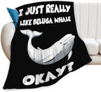 Beluga Whale Blanket for Girls Women Boys Men Adults Kids Soft Cozy Fleece Ocean White Whale Throw Blankets Gifts Warm Flannel Plush Lightweight Decor for Couch Bed Sofa 60"X50" - Image 2