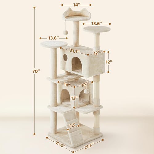Yaheetech 70in Multi-Level Sturdy Cat Tree, Condo, Sisal Scratching Posts - Image 3