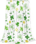 St. Patrick's Day Shamrock Throw Blanket, Ireland Greens Clovers Gold Coin Horseshoe Flannel Blanket, Soft Lightweight Warm Fleece Blanket for Sofa Chair Couch, 30 x 40 Inch by Qilerongrong