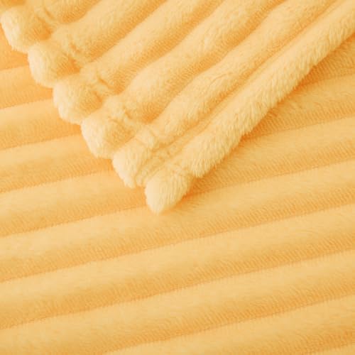 Light Yellow Fleece Throw Blanket 60”×80” for Couch Sofa Livingroom - Image 5
