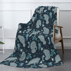 Manatee Throw Blanket - Soft Flannel Fleece Blanket, Lightweight & Cozy Warm Throw for Couch, Bed, Sofa - Cute Sea Cow Design for Adults & Women Men 80"x60" by Odfovowo