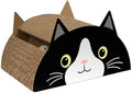 Kitty City Black CAT Cat Scratcher Pad - Corrugated Cardboard Kitty Scratching Pad with Ball Track, Indoor Cat Toys, Unique Decor Kitten Horizontal Scratcher, Nail Care – Black by KittyCity