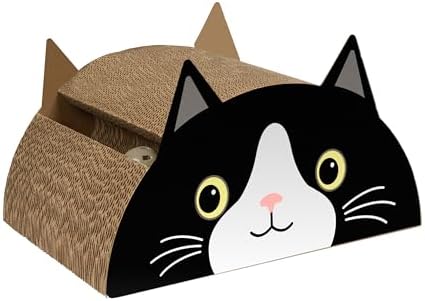 Kitty City Black CAT Cat Scratcher Pad - Corrugated Cardboard Kitty Scratching Pad with Ball Track, Indoor Cat Toys, Unique Decor Kitten Horizontal Scratcher, Nail Care – Black by KittyCity
