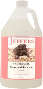Jeffers Pet Sensitive Skin Unscented Shampoo for Dogs & Cats, 128 oz - Soap Free Cleansing Pet Shampoo for Allergy Prone Skin with Moisturizing Conditioners, Deodorizing Grooming Wash, USA Made