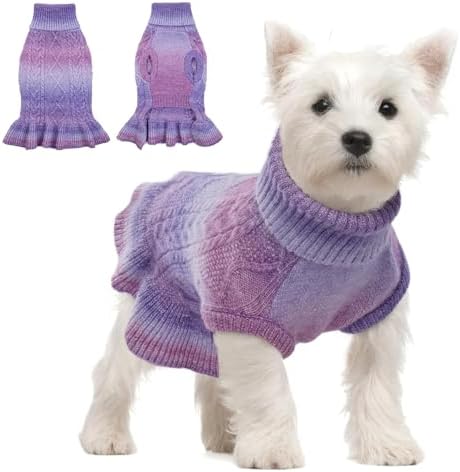 QBLEEV Dog Sweaters for Medium Dogs - Warm Winter & Fall Doggie Sweaters with Knitwear Cable Design for Puppy to Dog, Christmas & Everyday Use by QBLEEV