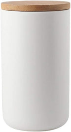 MilkyWay Food Storage Jar Ceramic Canisters With Airtight Seal Lid L 34oz | Durable Ceramic Material, Airtight Bamboo Lid, Modern Damp-Proof Design, Ideal For Coffee And Tea(White(L: 34oz/1000ml))