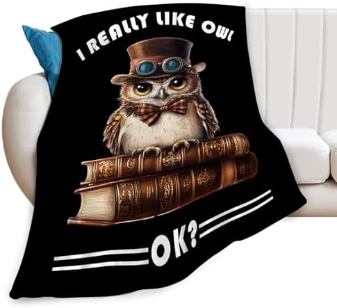 Owl Blanket Book Throw Blankets Funny Gifts for Girls Boys Kids Soft Cozy Fleece Plush for Couch Sofa Bed 80"x60" by Unknown