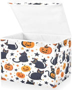 Bolaz Storage Bins with Lids and Handles,Black Cat Pumpkin Pattern Storage Box Basket with Cover Collapsible Organizer Containers for Home Closet, Shelves by Unknown