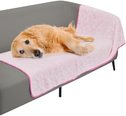 Stuffed Premium Soft Dog Couch Blanket, with Flannel Cute Paw Print, 30 * 70 inches, Cat Blanket Puppy Supplies Dog Products Stuff Essentials, Pink by STUFFED