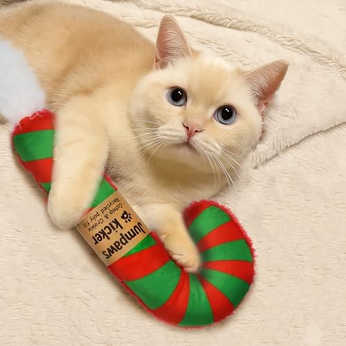 Jumpaws 2 Pack Natural Interactive Catnip Cat Kicker Toys, Bite Resistant Chew Toy, Accessories for Indoor Cat, Christmas Candy Cane - Image 4
