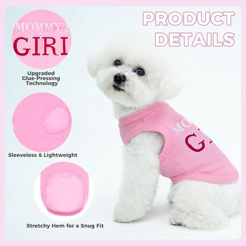 BINGPET Mommy's Girl Dog Shirt, Mamas Girl Puppy T-Shirt, Soft Cotton Vest - Image 5
