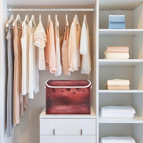Bolaz Storage Bins with Lids and Handles,Valentine Background Dark Heat Storage Box Storage Basket with Cover Collapsible Organizer Containers for Home Closet, Shelves - Image 6