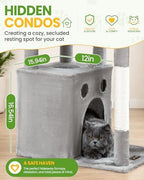 67in Cat Tree Tower for Indoor Cats, Multi-Level Light Grey - Image 3