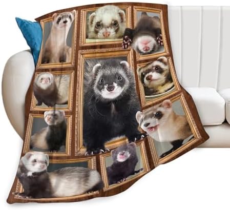 Cute Ferret Blanket for Girls Women Boys Men Adults Kids Soft Cozy Fleece Ferret Throw Blankets Gifts Warm Flannel Plush Stuff Lightweight Decorative Blanket for Couch Bed Sofa 50"X40" - Image 2