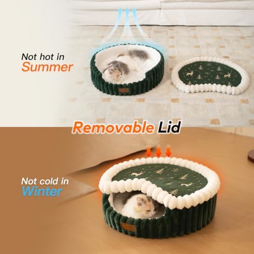 CHEERPALS Cloud Cat Cave Bed for Indoor Cats Hooded Bed Removable Christmas - Image 3