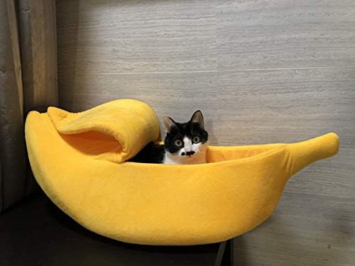 Petgrow · Cute Banana Cat Bed House Large Size, Christmas Pet Bed Soft Warm Cat Cuddle Bed, Lovely Pet Supplies for Cats Kittens Rabbit Small Dogs Bed,Yellow - Image 6
