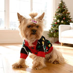 Dog Christmas Sweater Red Plaid Cardigans Dog Christmas Outfit Soft Warm Knitted Pet Clothes Cold Weather Puppy Clothes for Small Medium Large Dogs Cats - Image 3