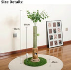 Cat Scratching Post, Two Tone Tall Sisal Scratch Pole For Indoor Cats,Artificial Turf Base Cat Tower With Hanging Toy,Double Ball Track & Simulated Mouse Hole,Strong Post For Kittens/Cats (35 in Post) - Image 2