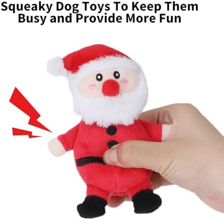 4 Pcs Christmas Dog Toys for Small Dogs Squeaky Small Dog Toys Durable Push Puppy Toys for Chewing Interactive with Crinkle Paper for Small Medium Dogs - Image 3