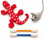 Glaciart One Wool Cat Toy Set with Catnip | Interactive Cat Toys for Play, Exercise & Boredom Relief | Mouse, Lizard & Swabs by GlaciartOne