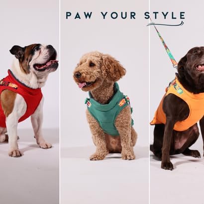 Pawlook Waterproof Dog Raincoat with Built-in Recycled Harness & Fleece Lining – Full Chest Coverage, Back Zipper – Poop Bag Pocket – Eco-Friendly – XS to XXL – Coordinates with Pawlook Gear G*L