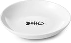 Ceramic Cat Food Plates: Cat Wet Food Bowls/Whisker Fatigue Cat Dishes & Shallow Bowls for Kittens and Small Animals | For wet/dry food; fits kittens, rabbits, hamsters; microwave & dishwasher safe; stable fishbone design