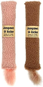 Jumpaws 2 Pack Natural Interactive Catnip & Silvervine Cat Kicker with Tail, Bite Resistant Chew Toy, Crinkle Kicker, Accessories for Indoor Cat, Sherpa Material by Jumpaws