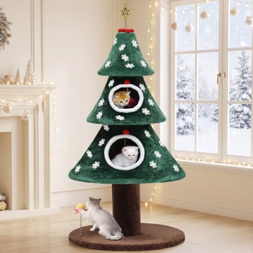 YITAHOME Christmas Cat Tree with 2 Houses by YITAHOME