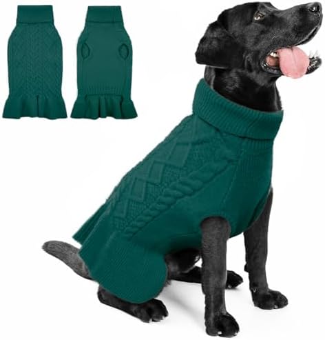 QBLEEV Dog Sweaters - Medium Dogs' Warm Winter & Fall Knitwear Cable Pullover Doggie Sweaters for Girls & Boys by QBLEEV