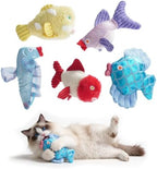 Nocciola Catnip Toys, 5 Pack Cat Toys for Indoor Cats with 100% Natural Catnip, Cotton-Free Kitten Toys in Assorted Colors, Soft Surface, Teething, Chewing & Kicker Floppy Fish Cat Toys by Nocciola