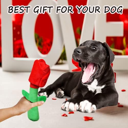 Dog Toys, Dog Puzzle Toys, Valentine Day Dog Toys, Enrichment Squeaky Crinkle Plush Treat Dispensing Mental Stimulation Dog Toy, Rose - Image 6